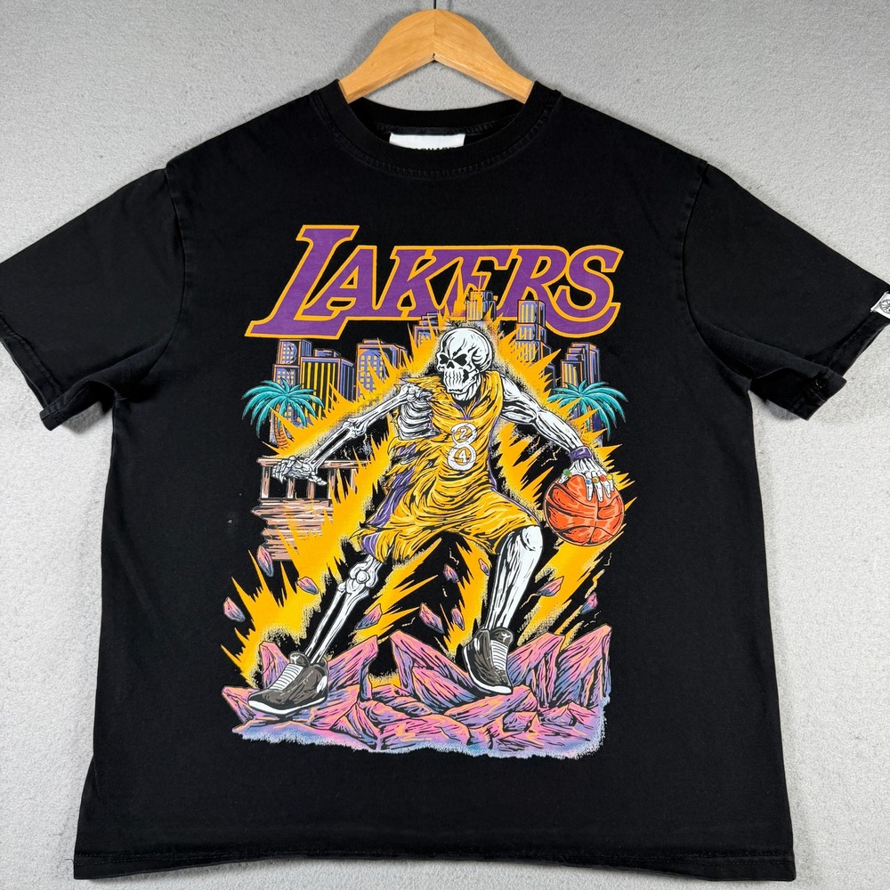 Incarnape Nathan Hoang Lakers‎ Skeleton Basketball Graphic T-Shirt Mens Black
